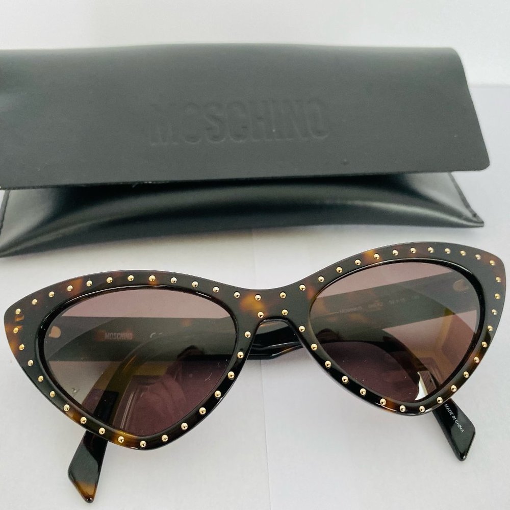 Moschino Studded Cat Eye Sunglasses, Tortoise - Like New